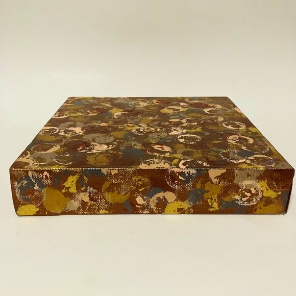 Metallic Dots Abstract Wall Art Work Original Painting 8" Square Artist Signed - Picture 9 of 10